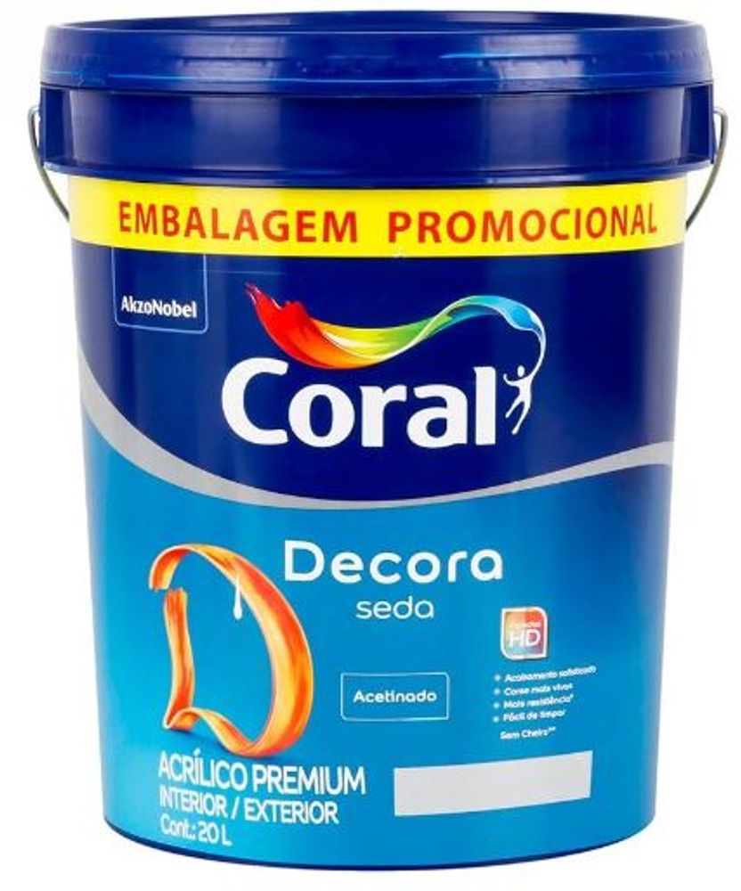Tinta Acrílica Premium Acetinado Coral Decora Seda 20L