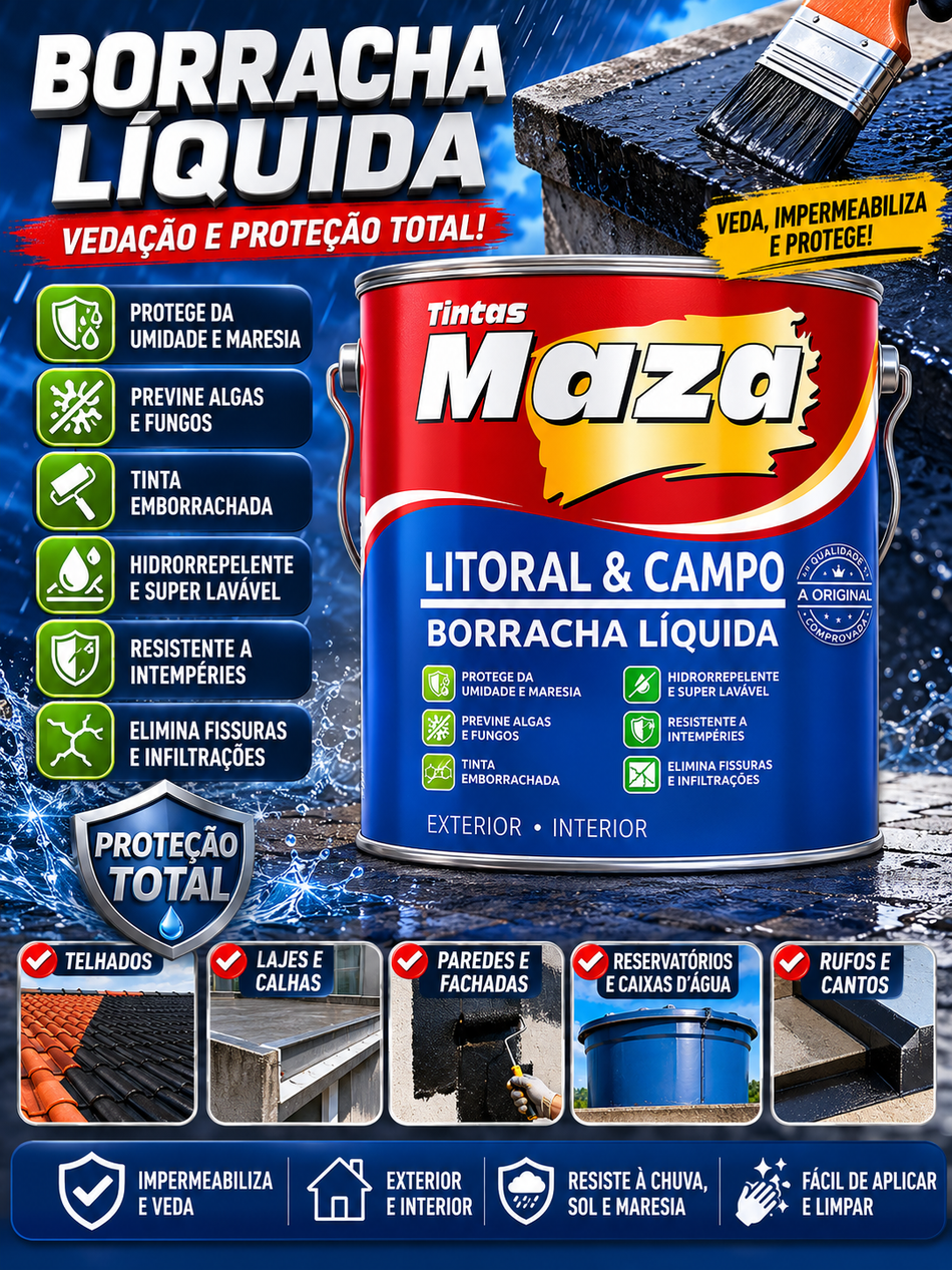 Tina Emborrachada Premium 3,6L Manta Liquida Impermeabilizante