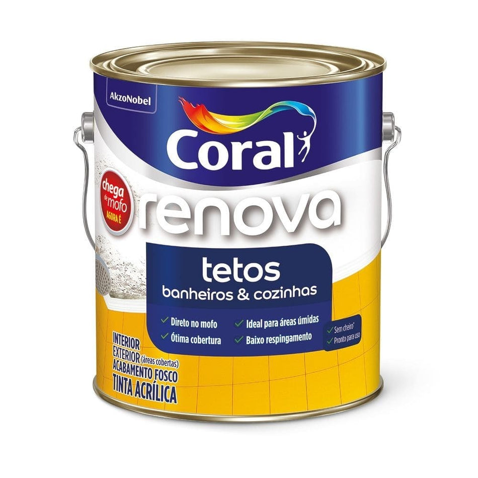 Tinta Acrílica Coral Renova Tetos Fosco 3,6L