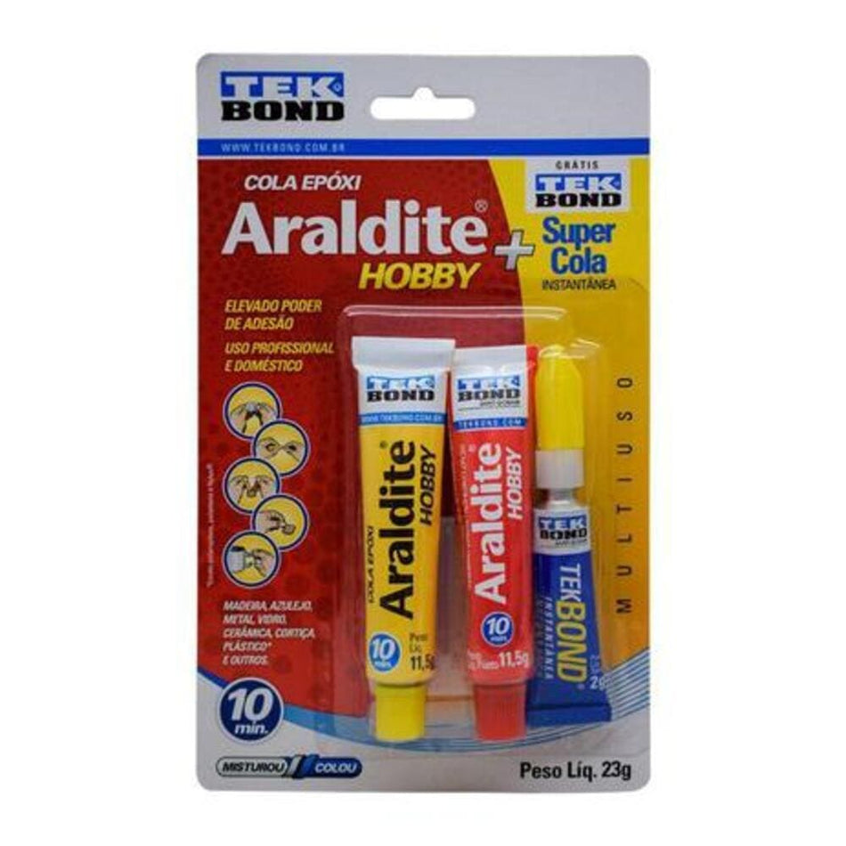 Cola Epoxi Araldite Hobby 23G + Cola Instantanea 2G - Kit Em Blister