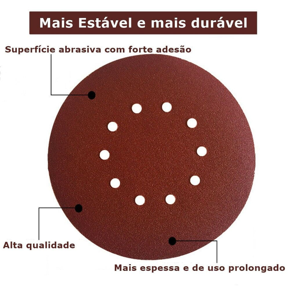 DISCO LIXA 100 - 9" / 225MM - 6 FUROS P/LIXADEIRA GIRAFA TETO/PAREDE - VERMELHO