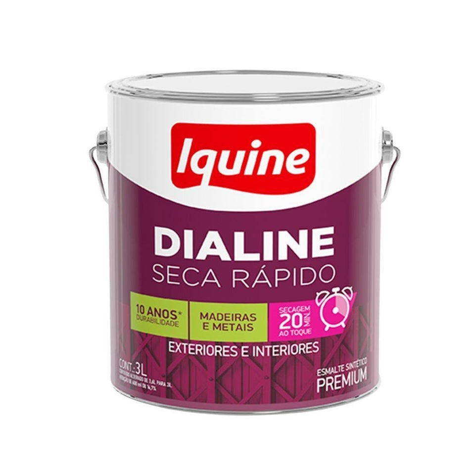 Esmalte Acetinado Premium 3,0L Branco - Seca Rapido - Dialine