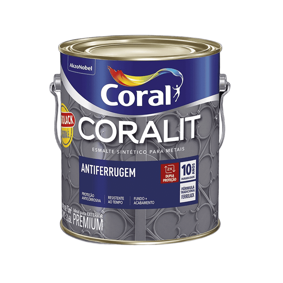 Esmalte Antiferrugem Coral Dupla Ação 3,6L