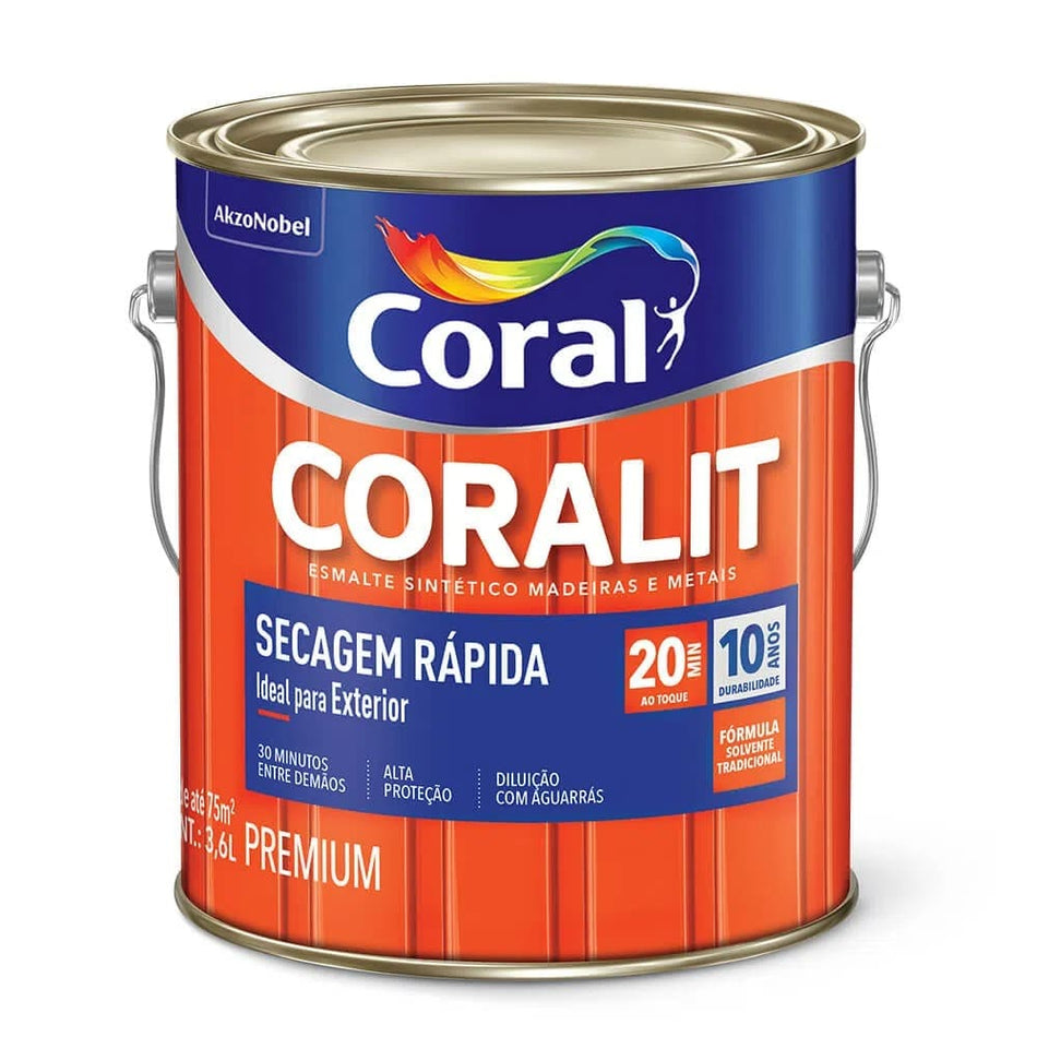 Esmalte Premium Acetinado Base Água Coralit Secagem Rápida 3,6L