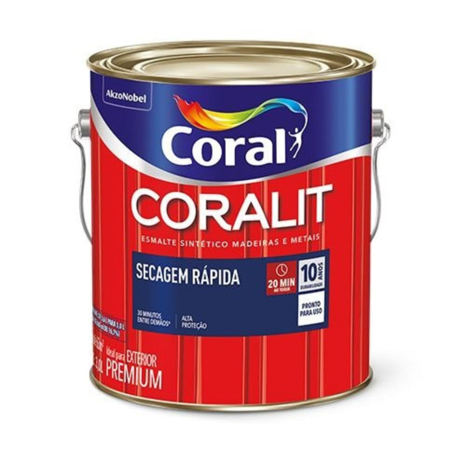 Esmalte Premium Brilhante Base Água Coralit Secagem Rápida 3L