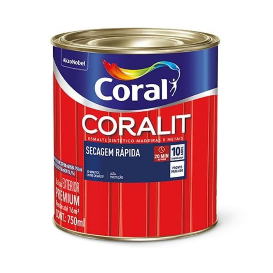 Esmalte Premium Brilhante Base Água Coralit Secagem Rápida 750mL