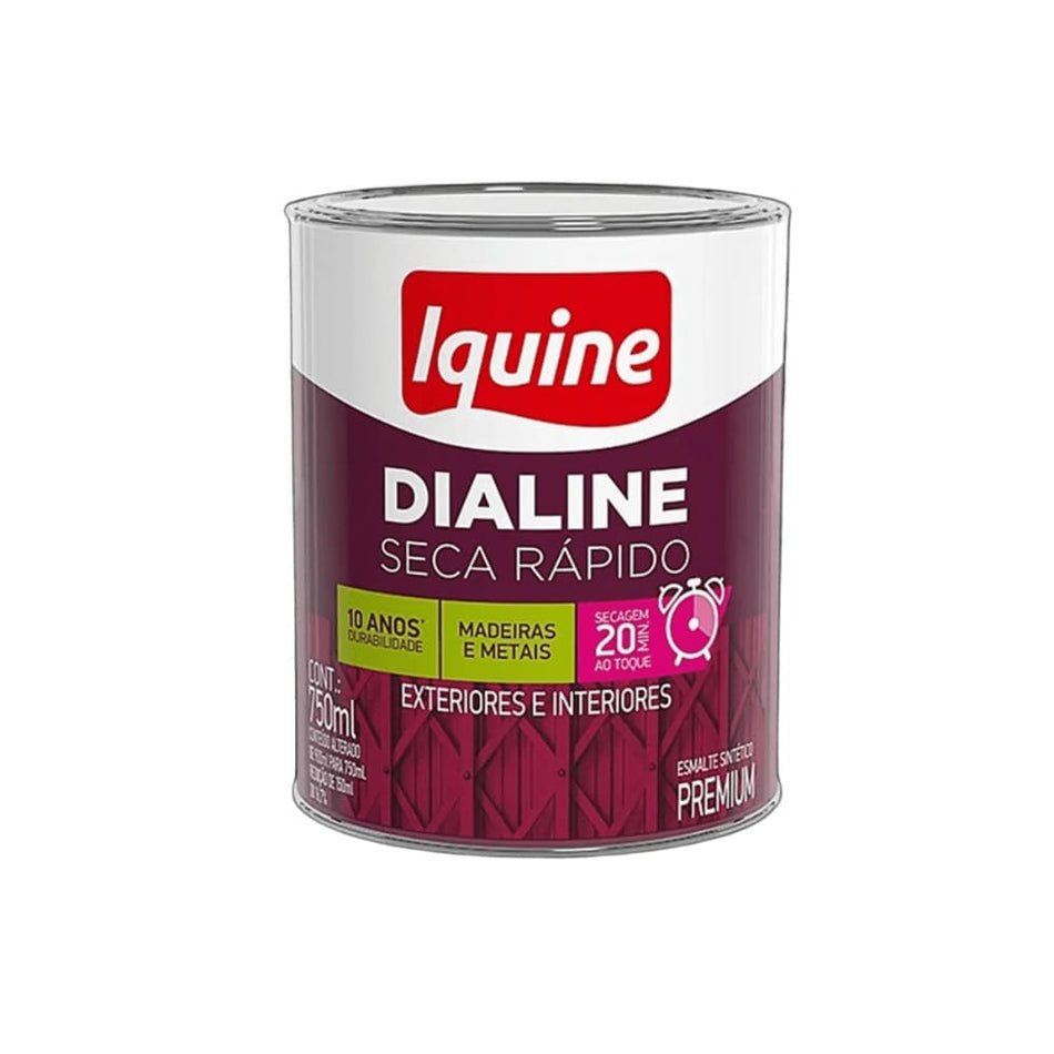 Esmalte Fosco Premium 0,750L Preto - Seca Rapido - Dialine