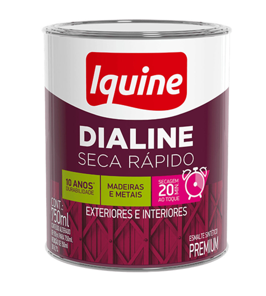 Esmalte Fosco Premium 0,750L Branco - Seca Rapido - Dialine