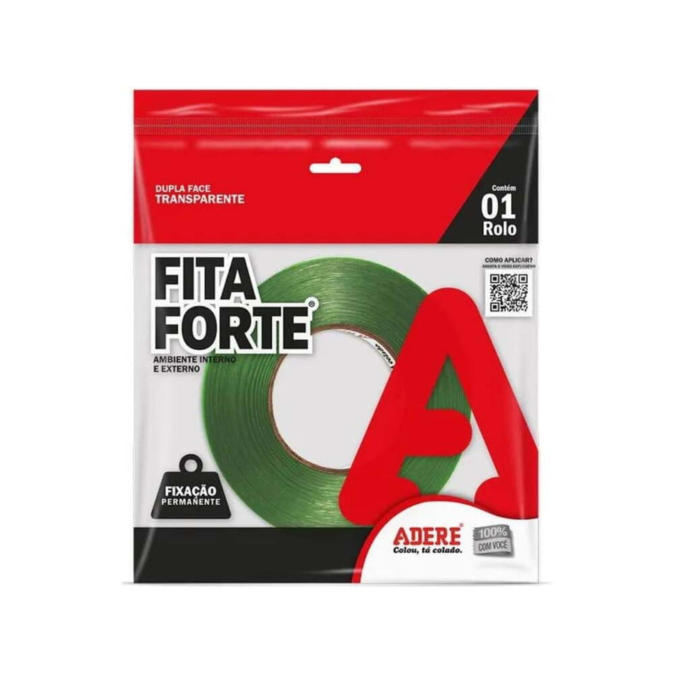 FITA DUPLA FACE 09MMx20M TRANSPARENTE - FITA FORTE - XT100