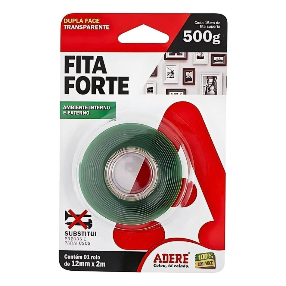 FITA DUPLA FACE 12MMx02M TRANSPARENTE - FITA FORTE