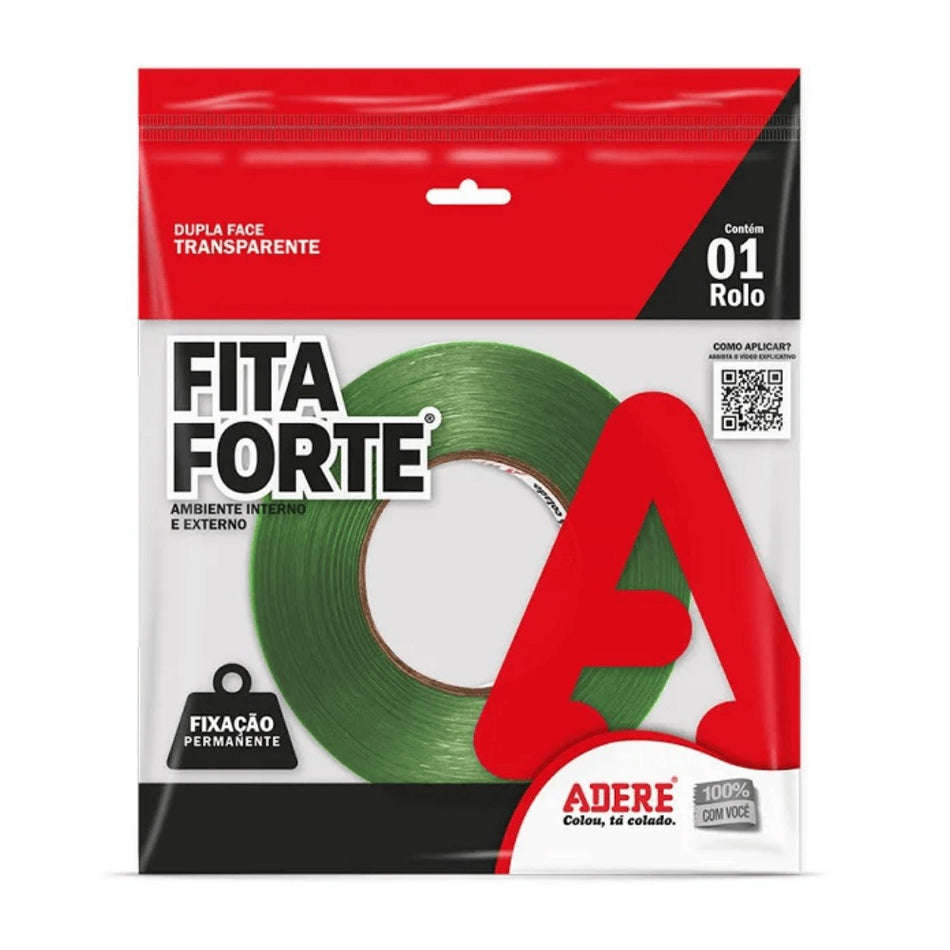 FITA DUPLA FACE 12MMx20M TRANSPARENTE - FITA FORTE - XT100
