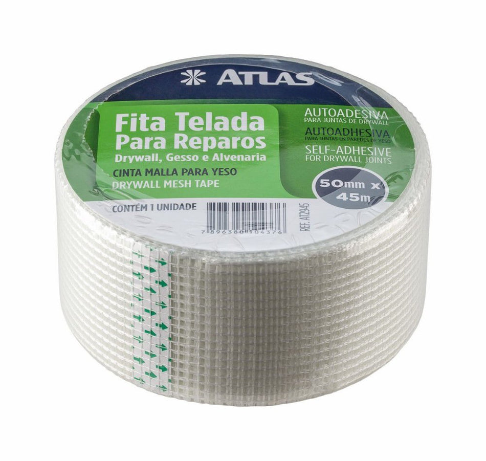 Fita Telada Fibra De Vidro P/Gesso,Drywall 50Mm X 45 Mt Ref.At2945 Atlas