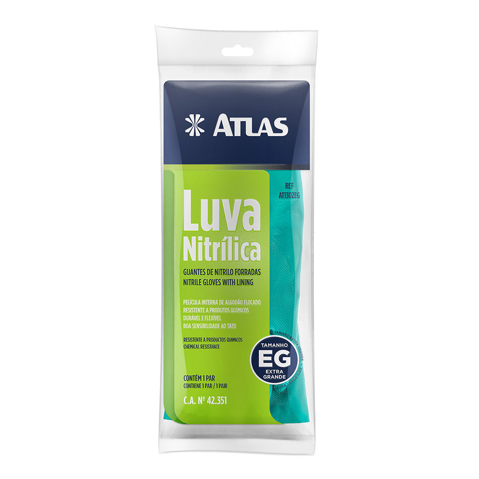 Luva Segurança Nitrílica Verde Tam.G - Ref.At1302G Atlas