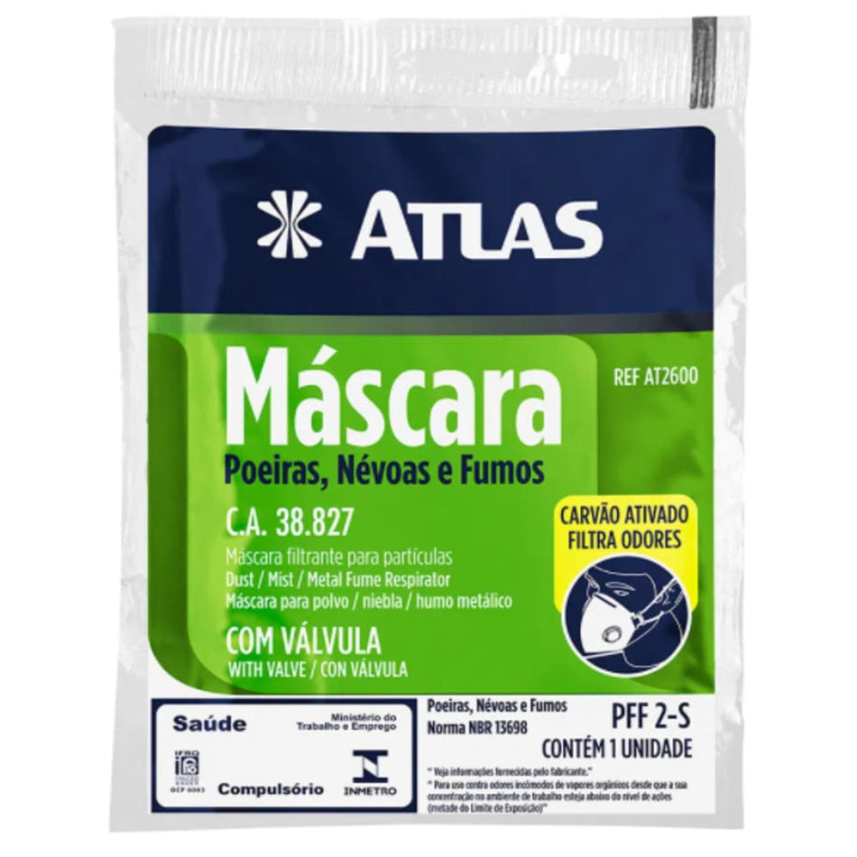 Mascara Descartável C/Válvula Norma Nbr13698 At2600 Atlas