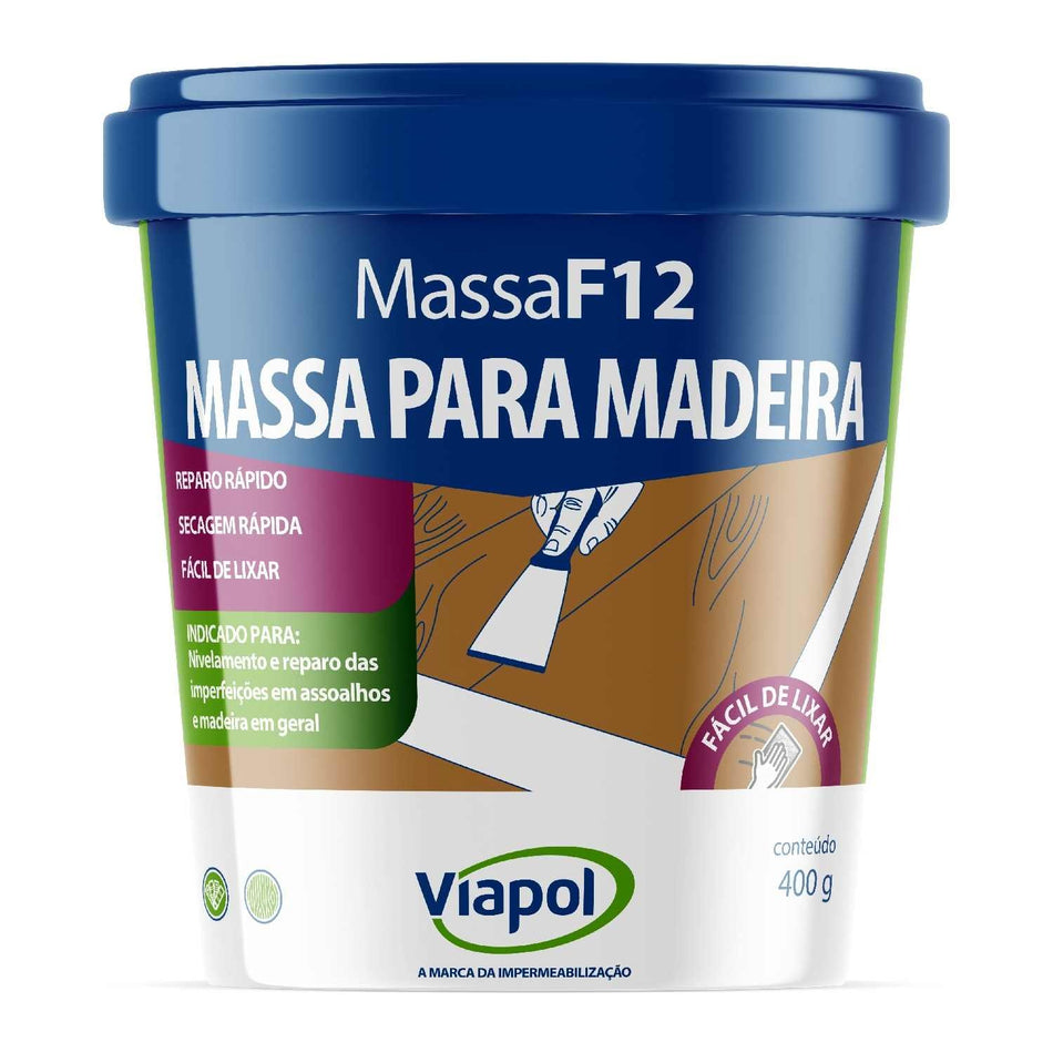 Massa P/Madeira F-12 400G/0,225L Branca - Viapol