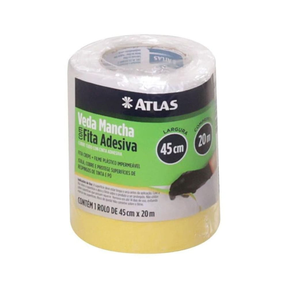 PROTECAO P/PINTURA 0,45X20M - FILME MASCARAMENTO VEDA MANCHA C/FITA CREPE 48MM