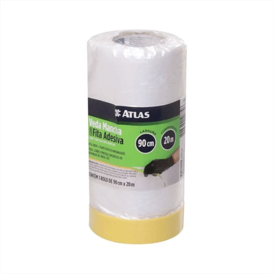 PROTECAO P/PINTURA 0,90X20M - FILME MASCARAMENTO VEDA MANCHA C/FITA CREPE 48MM