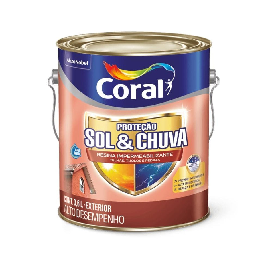 Resina Acrílica Brilhante Coral Sol E Chuva 3,6L