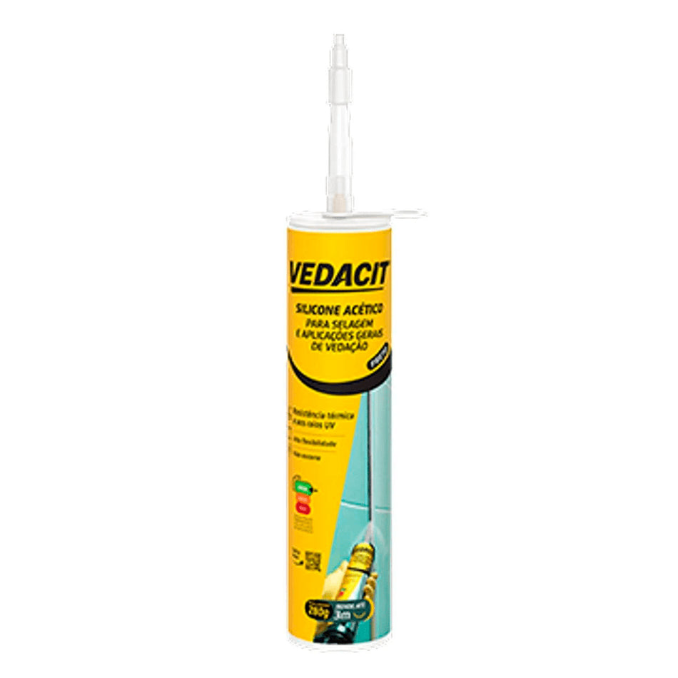 Silicone Aluminio 280G Acetico C/Bico Aplicador Vedacit