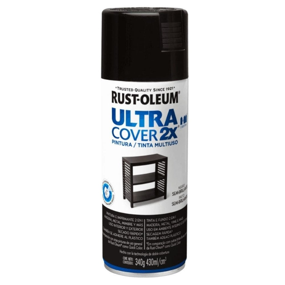 SPRAY PRETO SEMIBRILHO - USO GERAL - ULTRA COVER 2X