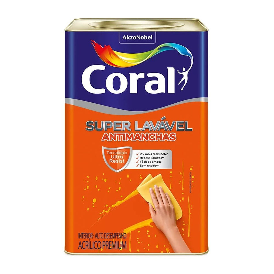 Tinta Acrílica Coral Superlavável Antimanchas 18L