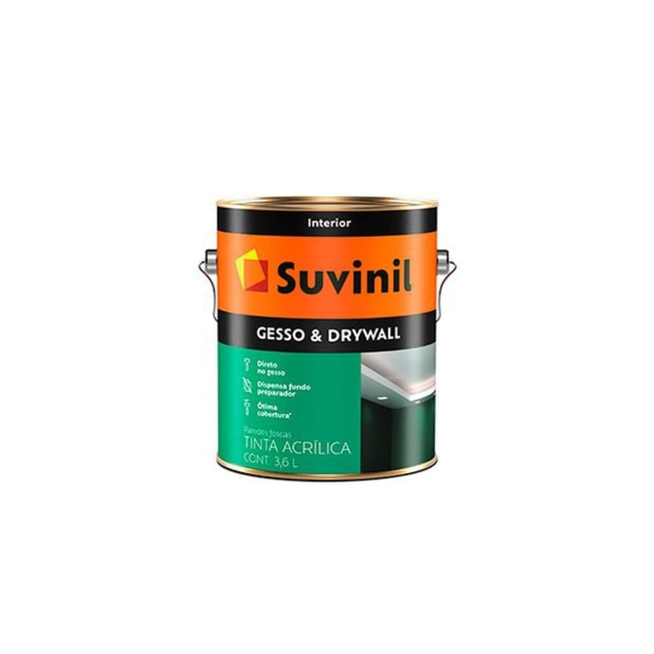 Tinta Acrílica Direto No Gesso E Drywall Branco 3,6L Suvinil