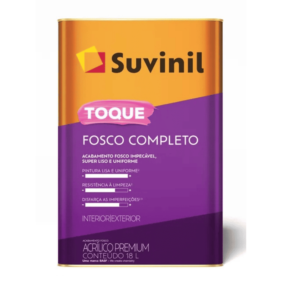Tinta Acrílica Premium Suvinil Toque Fosco Completo 18L Cromio