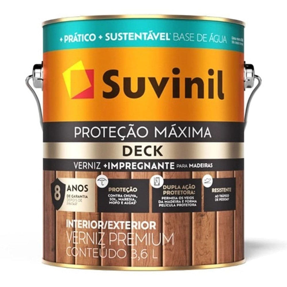 Verniz Deck Suvinil a Base d'Água Proteção Máxima 3,6L Imbuia