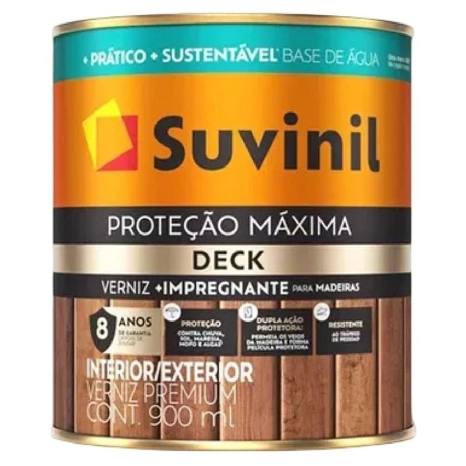 Verniz Deck Suvinil a Base d'Água Proteção Máxima 900ml Mogno