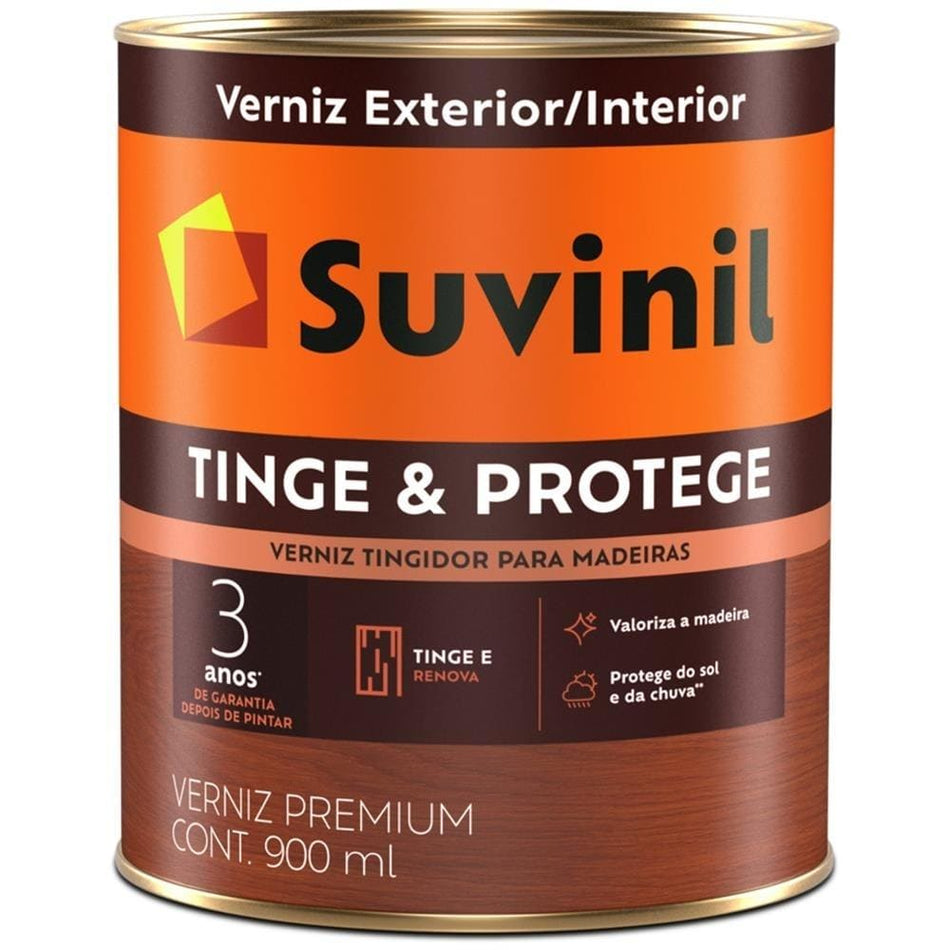 Verniz Suvinil Tinge E Protege Brilhante Mogno 900Ml