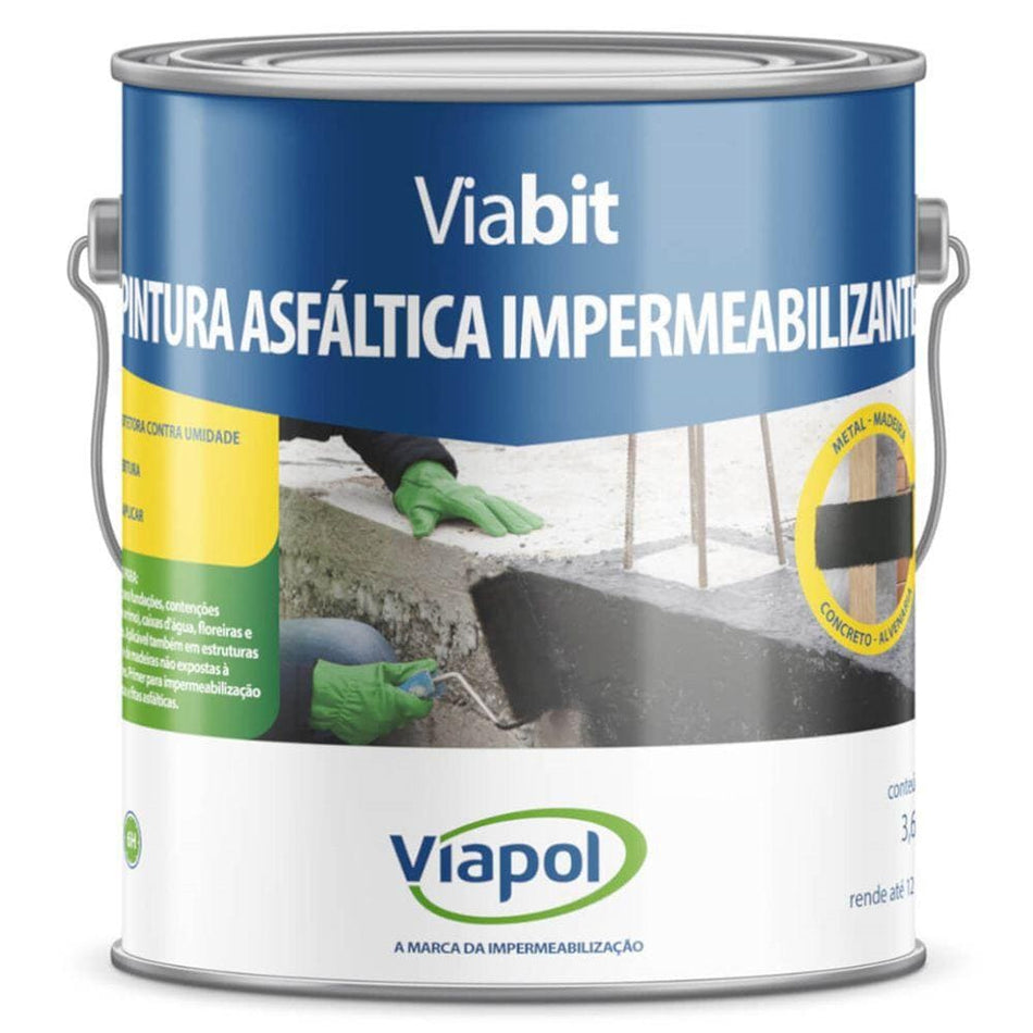 Viabit Tinta Asfáltica Impermeabilizante Viapol 3,6 Litros